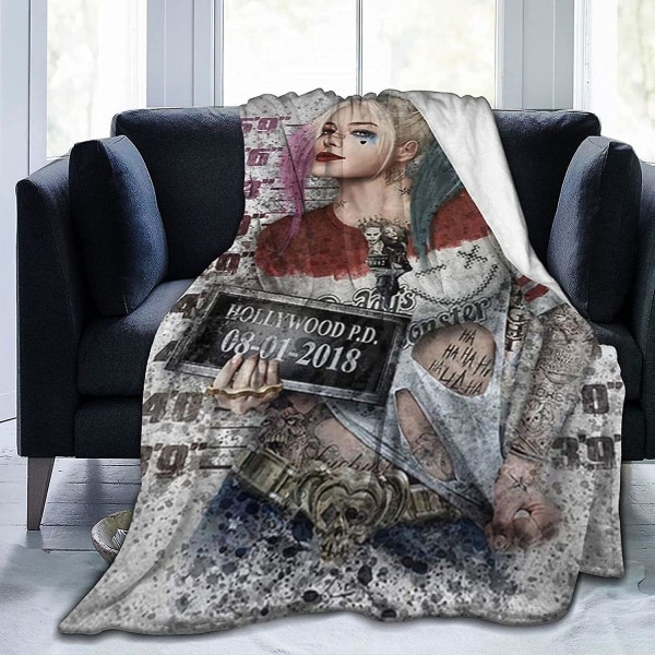Harley Quinn filt Mjuk slängfilt för soffa och soffa Komfortsäng filtar för vardagsrum -w354 50x40in 125x100cm