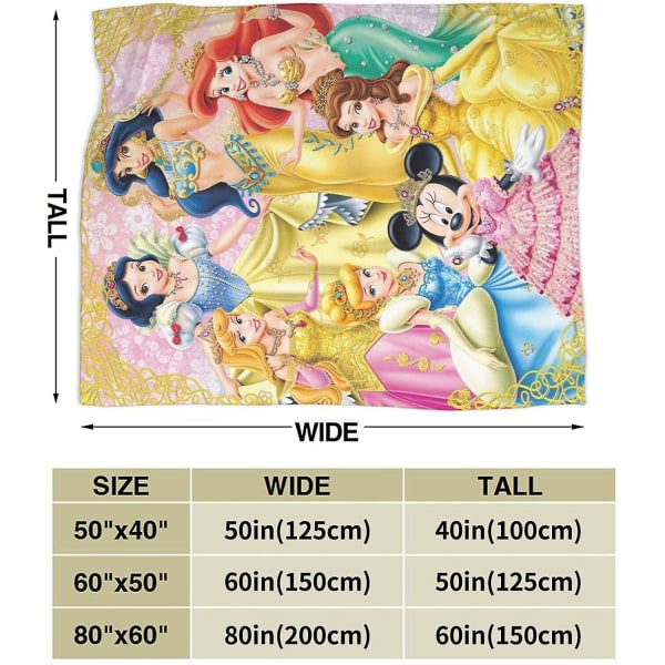 Vintage Disney Princess Flanell Fleecefilt, All Season Filt För Säng, Soffa, Bil Flera storlekar För Vuxna Barn Tonåringar Välmatchad Tillgång till sovrummet 60x50in 150x125cm