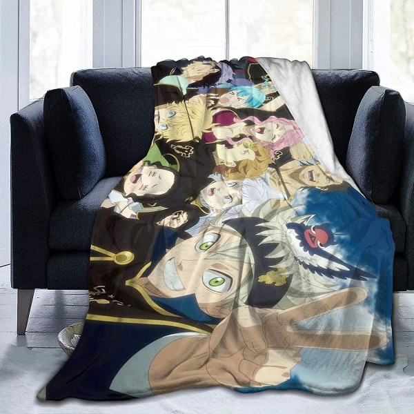 Svart-klöver-asta Anime Filt Ultramjuk Mysig Micro Fleece Säng Vändbar Fluffiga Sängfiltar Presenter Till Vardagsrum Soffa Soffa-f288 50x40in 125x100cm