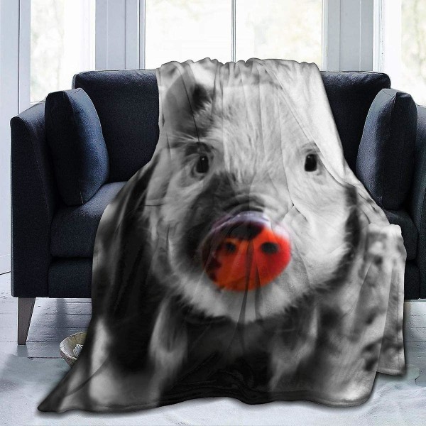 Unika fleecefiltar av flanell,pet Splash Sweet Piglet Red Nose Pig Animal In The World Mysig slängfilt för vintern Vardagsrum Dekorativ,luftkonditionering 60x50in 150x125cm
