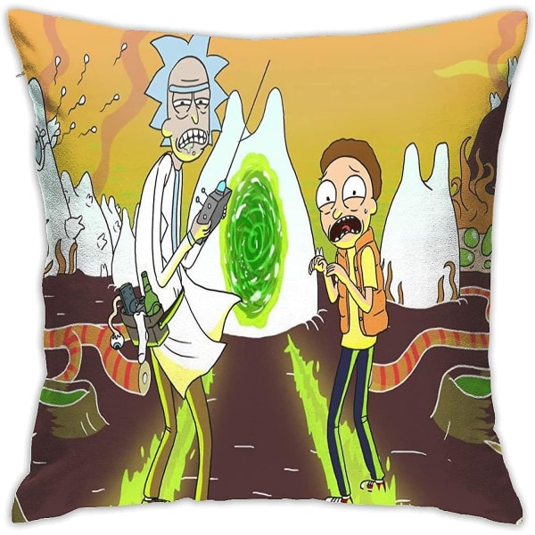 Rick And Morty kuddfodral Mode och slitstarkt fyrkantigt case Mjukt örngott Bekvämt cover för soffa Bäddsoffa Hem Bilinredning 18"x1
