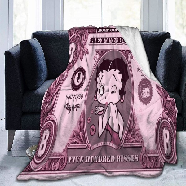 Vintage Betty Boop flanell fleecefilt, dubbelsidig flanell Lättvikts mysig plysch för kalla dagar och luftkonditioneringsrum Sommar Great Bedro 50x40in 125x100cm