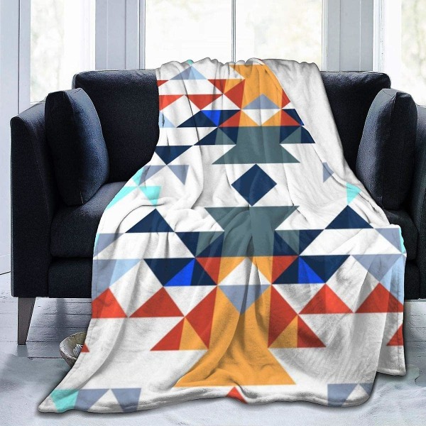 Aztec Slängfilt Mjuk flanell Fleece Varm filt för soffa, säng, soffa, stol, kontor, resa, camping-r165 50x40in 125x100cm