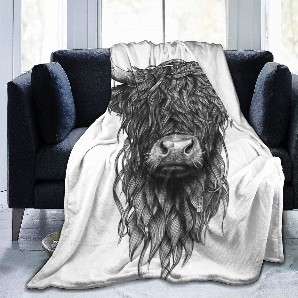 Highland Cattle Throw filt Mjuk flanell fleece filt för soffa, säng, soffa, stol Kontor, resa, camping-r21 60x50in 150x125cm