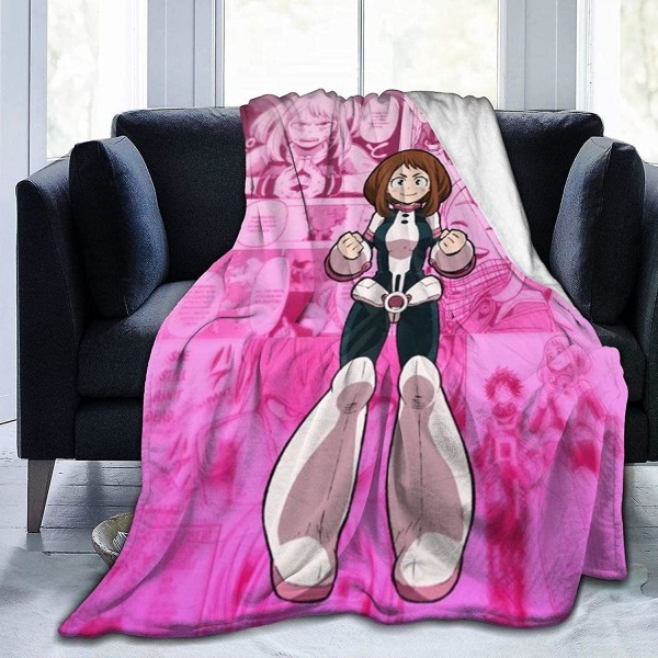 My Hero Academia Ochaco Uraraka sticksåg kastar filt Soffa Soffa Mjuk Varm Flanell För Resande Camping Hem Sängkläder Vardagsrum-e44 50x40in 125x100cm