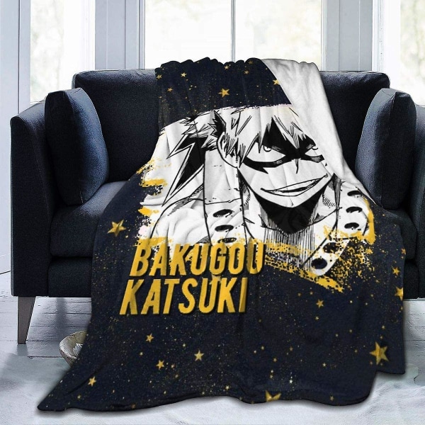 Bakugo Katsuki Flanell Luftkonditioneringsfilt Varmtäcke täcke Lämplig alla säsonger för bäddsoffa Soffa för barn-x72 60x50in 150x125cm