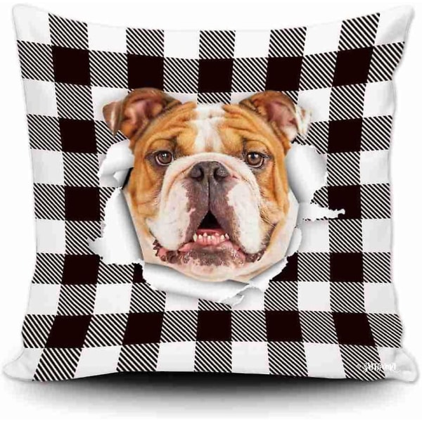 Bulldog Heminredning Släng Case Rolig Valp Case För Soffa Soffa Sovrum 16 X 16 tum, dubbelsidig utskrift