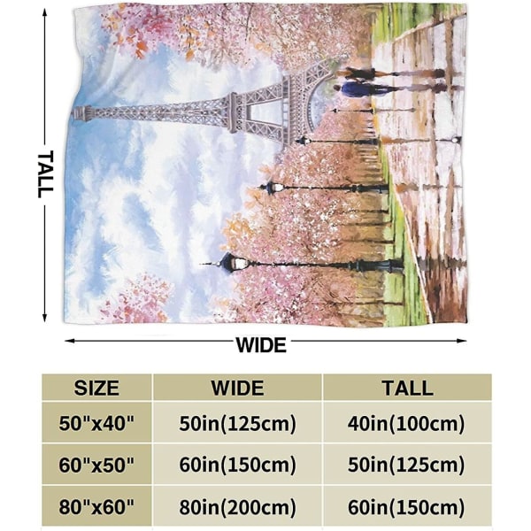 Paris Eiffel Tower Slängfiltar, Hela säsongen Lättvikt Mjuk Varm Micro Fleece Filt För Vardagsrum-o272 60x50in 150x125cm