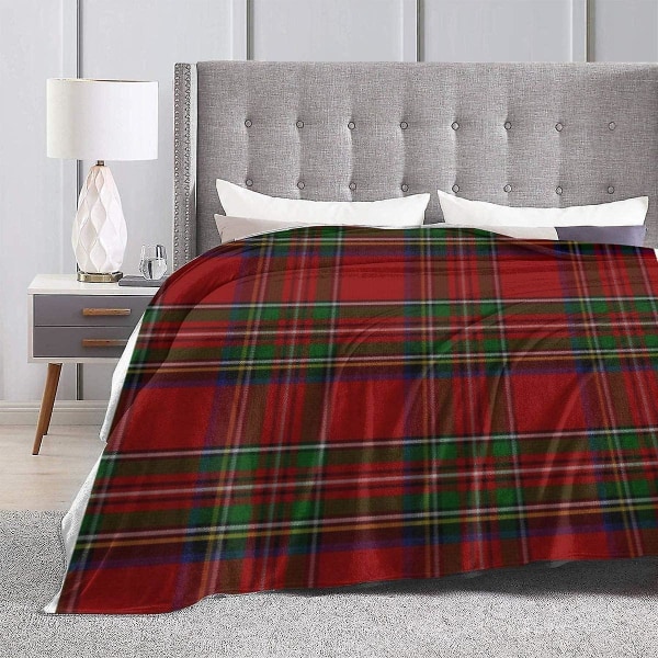 Snygg Royal Stewart Tartan Pläd Täckfilt Mjuk flanell fleecefilt För soffa,säng,soffa,stol Kontor,resor,camping-r261 80x60in 200x150cm