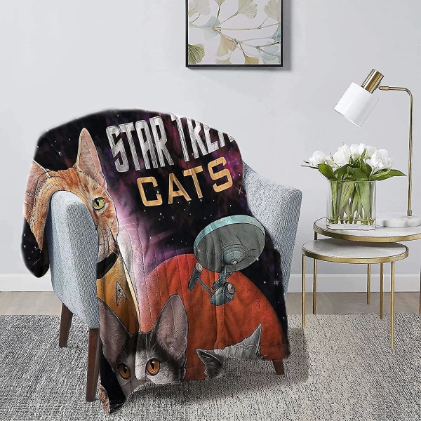 Star Trek Cats Cozy Vändbar Sängfilt av fleece tillverkad av plysch flanell Vändbar Sängfilt Hem Sängsoffa Decorationsch-e99 80x60in 200x150cm