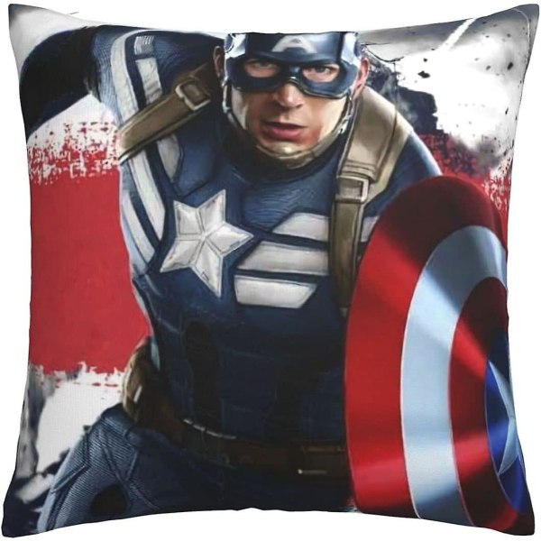 Mjuka och bekväma Captain America kuddfodral 45 X 45 Cm Fyrkantiga kuddfodral för soffa sovrum Bil utomhusdekor 18 X 18 tum Dubbelsidigt
