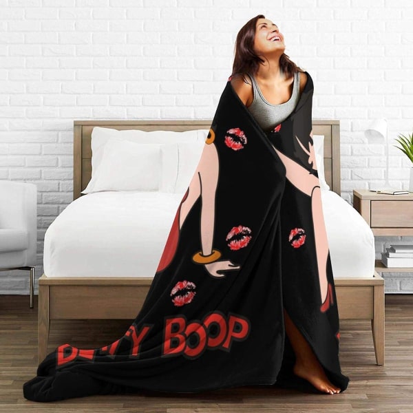 Wakaltk Betty Boop Flanell-slängfilt Ultramjukt mikrofleece-varmtäcke för soffa hemcamping 60x50in 150x125cm