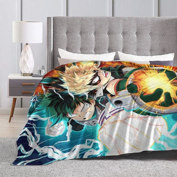 Populära Anime My Hero Academia Midoriya Izuku Filt Plysch Plysch Lättvikts Supermjuka mikrofiberflanellfiltar för säng, soffa, soffa för alla hav 80x60in 200x150cm