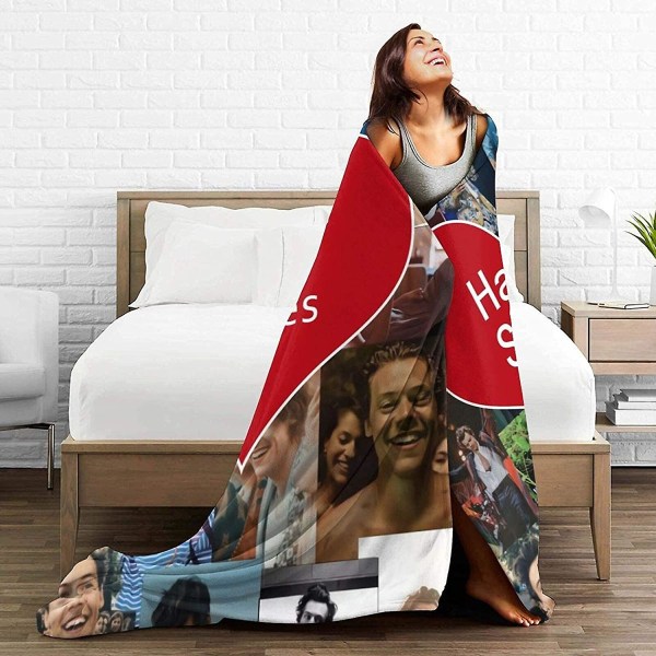 Harry-styles Flanell filt Anti-pilling Lätt plysch Mysig Lämplig Sängfilt, för Säng Soffa Stol Höst Vinter Vår Vardagsrum -x384 60x50in 150x125cm