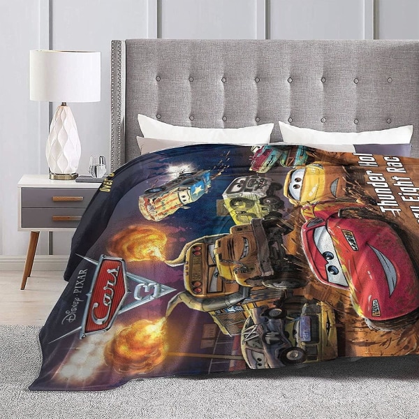 Cars Lightning Mcqueen Luxury Super Soft Varm Vändbar filt med plysch sammet Reverse -w50 50x40in 125x100cm