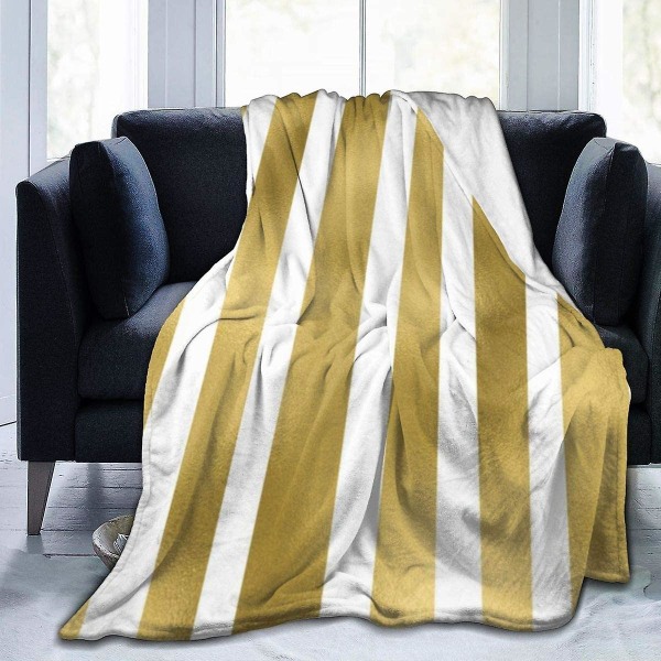 Guld ojämna ränder på genomskinligt vitt vertikalt mönster Slängfilt Mjuk flanellfleece Varm filt för soffa,säng,soffa,stol,kontor,resor,camping-r18 60x50in 150x125cm