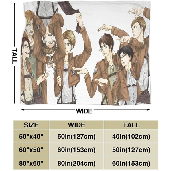 Anime Attack On Titan Levi Ackerman Sword Flanell Throw Filt Sherpa Microfiber Lättvikts plysch För Bäddsoffa Soffa Bil Barn Vuxna Husdjur Hela säsongen 50x40in 125x100cm