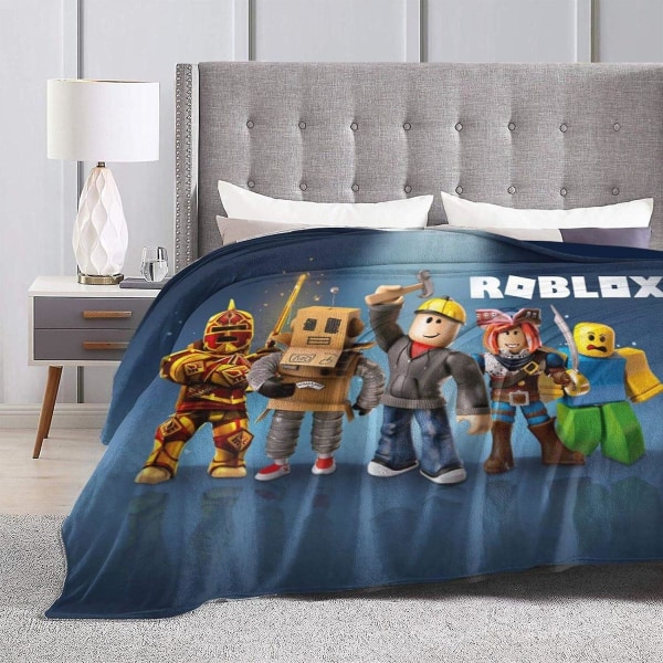 Mjuka varma plädar Roblox tecknade mönster 50" X 60" plysch fleecefiltar för soffa sängkläder Lätt filt för barn och vuxna-n577 80x60in 200x150cm