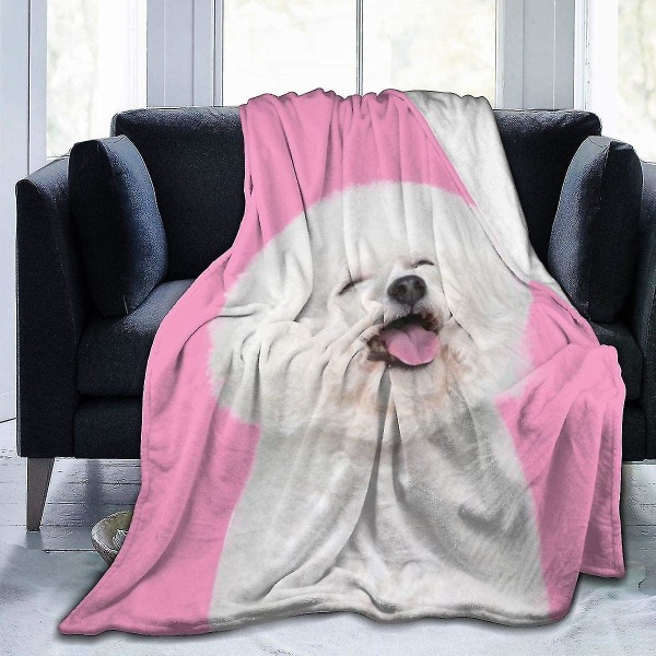 Laughing Puppy Throw Filt Mjuk flanell Fleece Varm filt för soffa, säng, soffa, stol, kontor, resa, camping-r414 60x50in 150x125cm