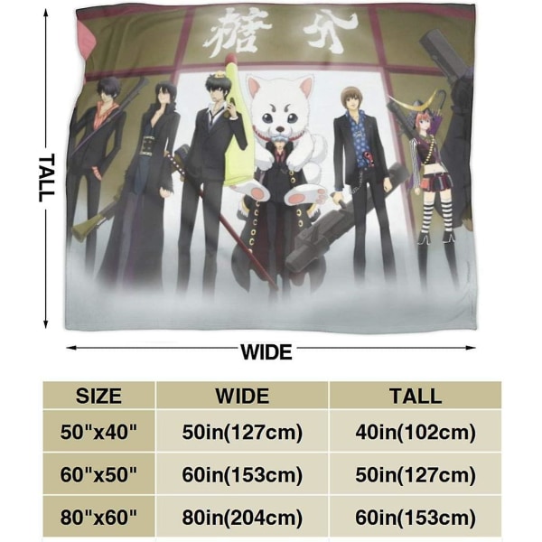 Anime Gintama Warm Fleece Täckfilt För Bäddsoffa Soffa -w482 80x60in 200x150cm