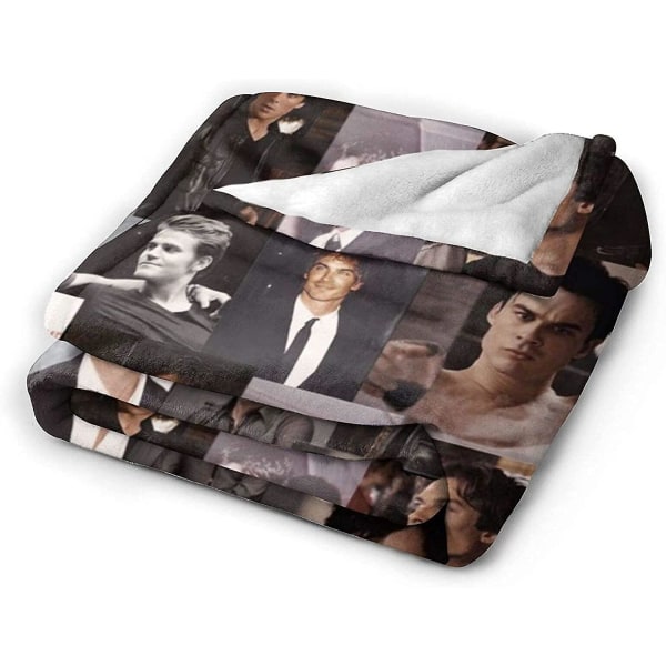 Vampire Damon Stefan Salvatore Filt Kasta Vampire Diaries Elena Brothers Love Poster College Mjuk Soffa Filt Vampire Merch Fans Presenter -s65 80x60in 200x150cm