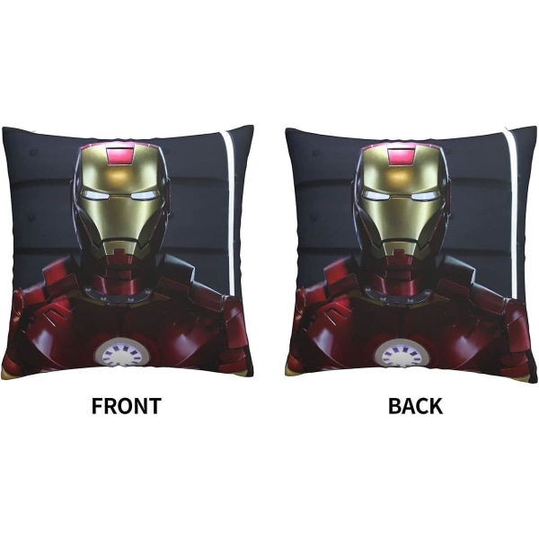 Mjukt och bekvämt Iron Man cover Dekorativt fyrkantigt cover Soffa Bil Örngott För Utomhusdekor Hem Sängdekoration 45cm X 45cm,dubbel