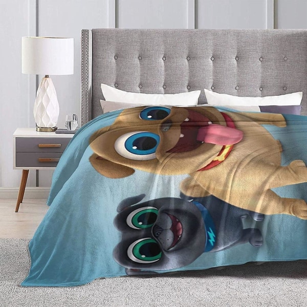 Puppy Dog Pals filtar och luftkonditionering Quiltade av anti-pilling fleece som är mjuk att resa var som helst bekväm-f222 60x50in 150x125cm