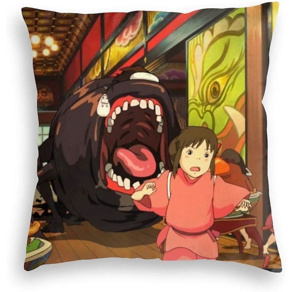 Lyxiga kuddfodral Studio Ghibli Anime Art Mjuk solid dekorativ kuddfodral för soffa, säng och bil, paket med 1 18x18 tum