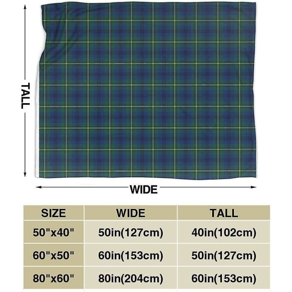 Johnston Clan Tartan Royal Blue And Green Pläd Plädfilt Mjuk flanell Fleece Varm filt För soffa,säng,soffa,stol,kontor,resor,camping-r191 50x40in 125x100cm