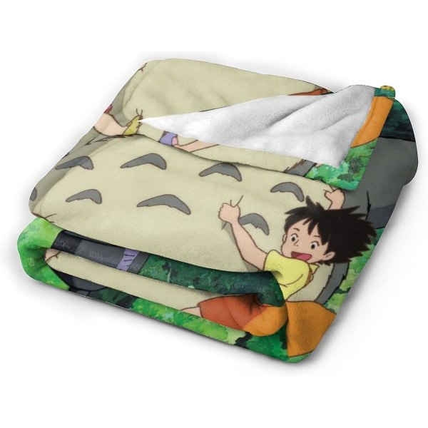 Totoro Ultramjuk mikrofleecefilt Throw Fuzzy Lightweight För barn Pojkar Flickor Vuxna 3d- print Perfekt för soffa,soffa,säng,svart Be 80x60in 200x150cm