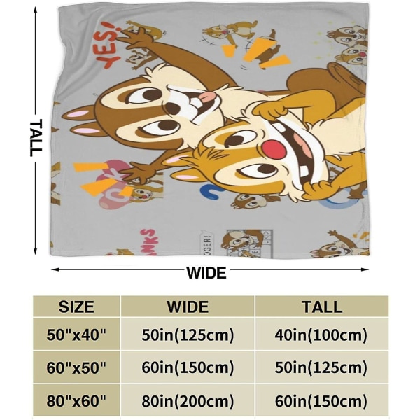 Chip And Dale Fleecefilt Supermjukt Fuzzy Lätt Hypoallergen plysch bäddsoffa Vardagsrum Flera storlekar för vuxna barn Tonåringar Great B 60x50in 150x125cm