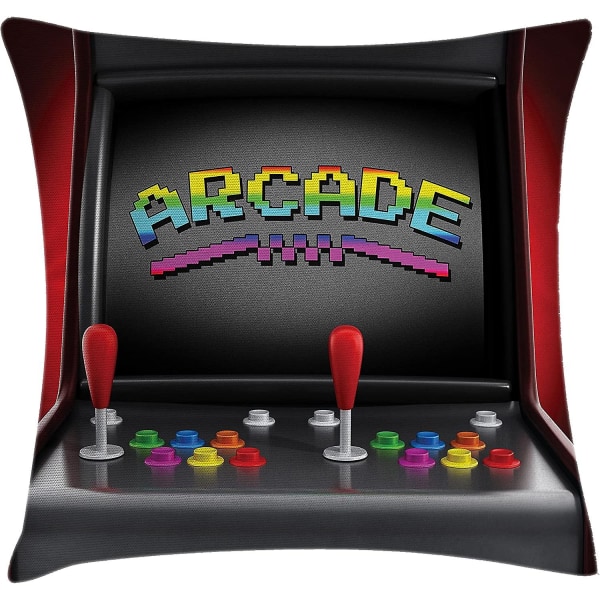 Videospel Cover, Arkadmaskin Retro Gaming Roliga Joystick-knappar Vintage 80-tals 90-talselektronik, 18" X 18", kolröd
