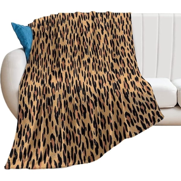 Leopardmönster Fleece Täcke Lättvikt Mjuk Mysig bäddsoffa Vardagsrum All Season-p202 80x60in 200x150cm