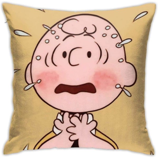 Mjuka dekorativa kuddfodral Charlie Brown Scared Square Örngott Comfy Cover Lyxigt Cover För Bäddsoffa Stol Bil Heminredning.(1