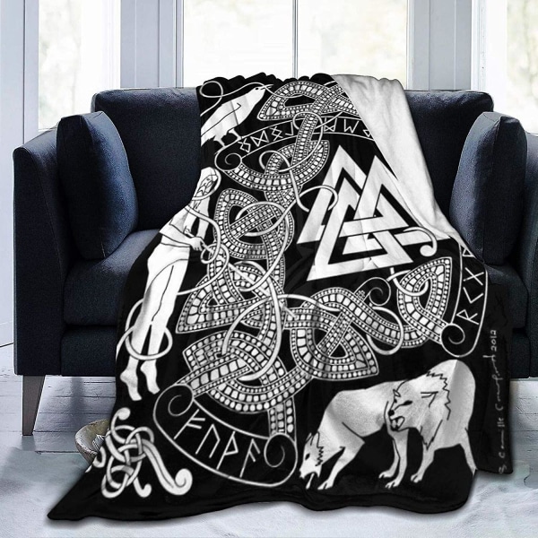 Vintage Ravens Norse Mythology Viking Sängkläder Filt printed filt Lätt vikt Förbättrar sömn Flera storlekar för vuxna barn Tonåringar Fantastiskt sovrum 80x60in 200x150cm