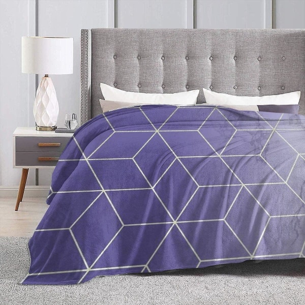 Geometrisk Marmor Ultraviolett Lila Guld Slängfilt Mjuk flanell Fleece Varm filt för soffa, säng, soffa, stol, kontor, resa, camping-r274 60x50in 150x125cm