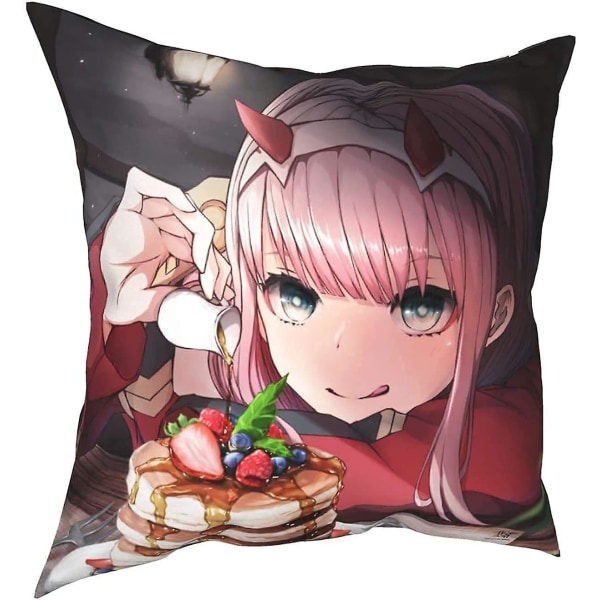 Darling In The Franxx printed örngott Zero Two Throw Örngott Husdekoration Multi-svart1 18"x18"