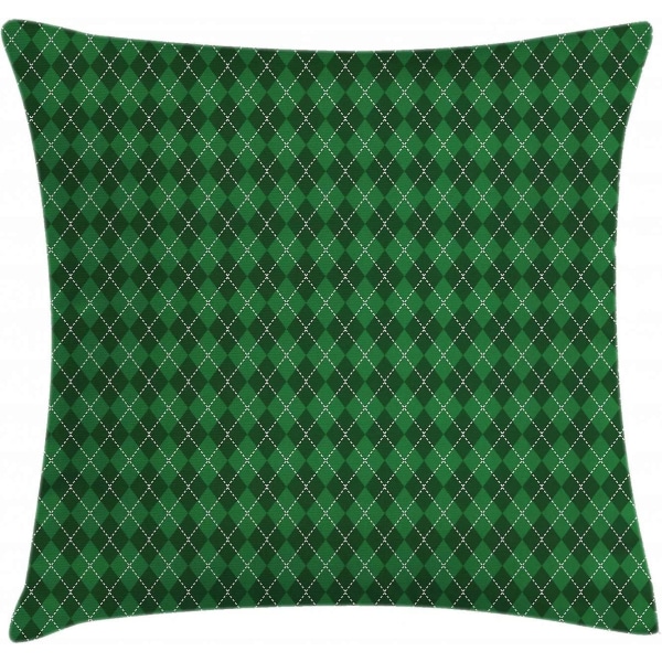 Irländsk cover, St. Patrick's Day-firande inspirerat vintage Argyle Tartan Dots, 18" X 18", grön vit