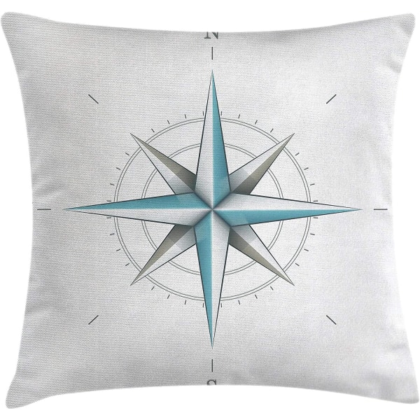 Kompass Cover, en antik vindrosdiagram för kardinalriktningar Jordens axel Illustration av konst, 18" X 18", blågrönt dimgray