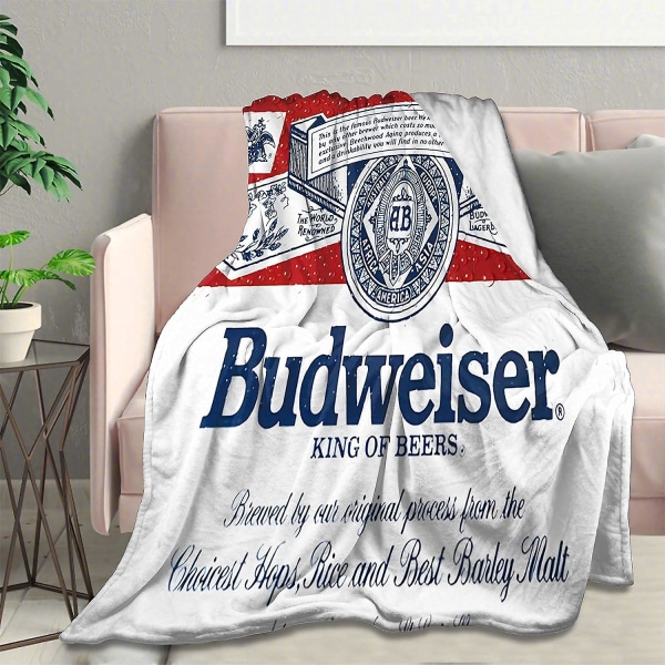 Ultramjuk fleecefilt Budweiser King Of Beers Snyggt sovrum Vardagsrumssoffa Varm filt för vuxen-l392 80x60in 200x150cm