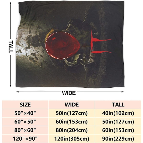 Supermjuk Lättvikts Täcke Pennywise It Grå Himmel Med Röd Ballong Sommartäcke Till Säng Soffa Soffa Tvilling För Barn -x447 60x50in 150x125cm