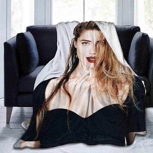 Amber Heard filt Ultramjuk flanellfilt 3d- print Fluffig plyschfilt Sängdekoration Sängfilt för vardagsrumsrum Sovrumsinredning (3 storlekar) 60x50in 150x125cm