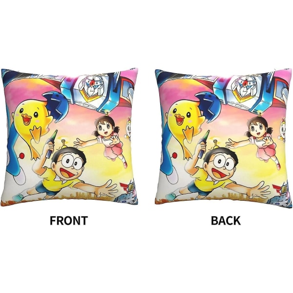 Doraemon Mjuka kuddfodral 45 X 45 Cm Fyrkantiga kuddfodral Bekväma dekorativa kuddfodral Lyxigt cover till soffa sovrum med Invisib