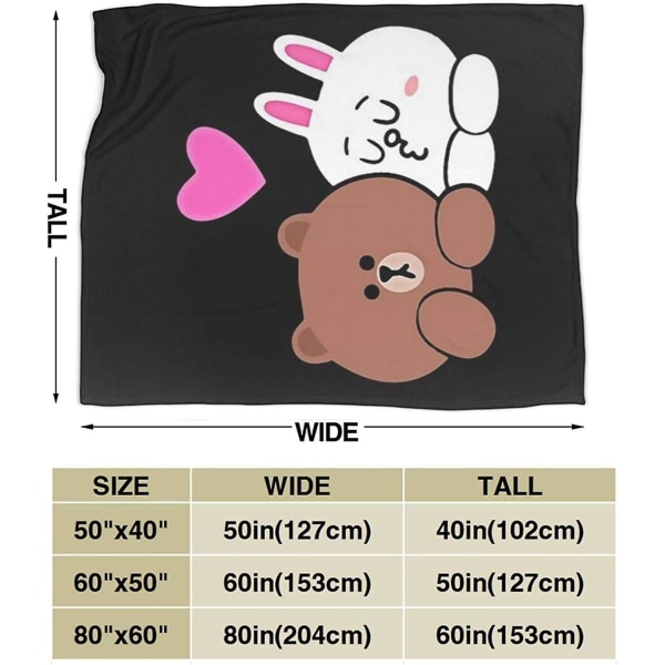 Brown Bear And Cony In Love Mjuk lättviktsfilt Flanellkastfilt 60x50in 150x125cm
