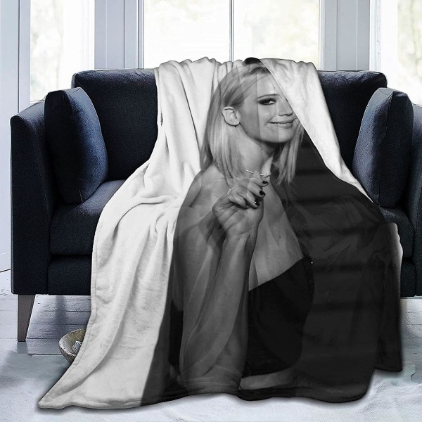 Jennifer Lawrence filt Ultramjuk flanellfilt 3d- print Fluffig plyschfilt Sängdekoration Sängfilt för vardagsrumsrum Sovrumsdekoration (3si 60x50in 150x125cm