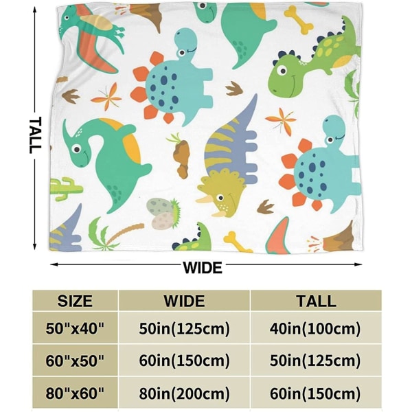 Dinosaurie-slängfiltar, hela säsongen Lättvikts Mjuk Varm Mikrofleecefilt för vardagsrum-p282 60x50in 150x125cm