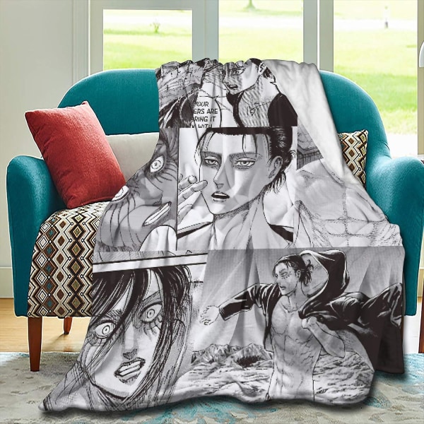 Eren Yeager Attack On Titan Filt Konstnärlig Lätt Bekväm Och Mjuk Micro-Fleece Resefilt Es, En present från Mamma Och Pappa Fantastiskt sovrum 60x50in 150x125cm