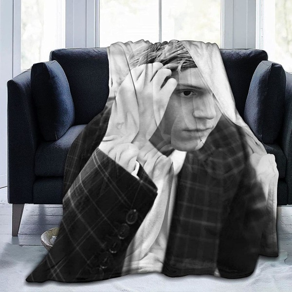 Evan Peters filt Ultramjuk flanellfilt 3d- print Fluffig plyschfilt Sängdekoration Sängfilt för vardagsrummets sovsal (3 storlekar) 60x50in 150x125cm