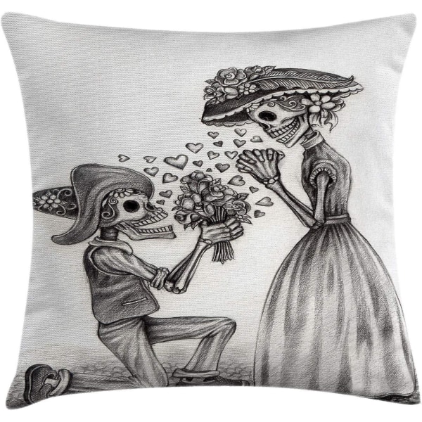 Day Of The Dead Kasta cover, Mariage Proposal Till Life Do Us Apart Dead Day Art Print,18" X 18", Dimgrey White