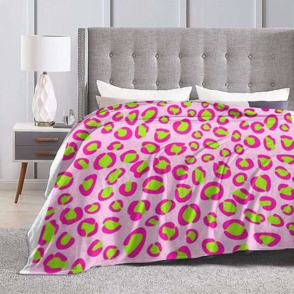 Rosa och grönt print täcke Mjuk fleecefilt av flanell för soffa, säng, soffa, stol Kontor, resor, camping-s43 80x60in 200x150cm